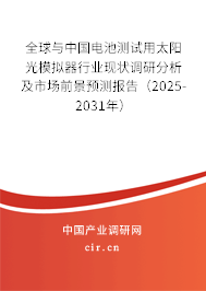 全球與中國電池測試用太陽光模擬器行業現狀調研分析及市場前景預測報告（2025-2031年）