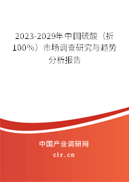 2023-2029年中國硫酸（折100％）市場調查研究與趨勢分析報告
