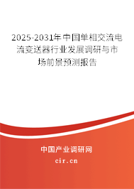 2025-2031年中國單相交流電流變送器行業發展調研與市場前景預測報告