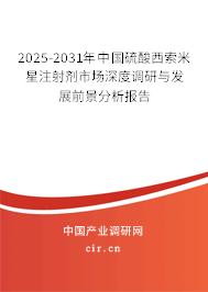 2025-2031年中國硫酸西索米星注射劑市場深度調研與發展前景分析報告