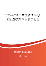 2025-2031年中國腰椎穿刺針行業研究與前景趨勢報告
