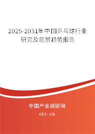 2025-2031年中國乒乓球行業研究及前景趨勢報告